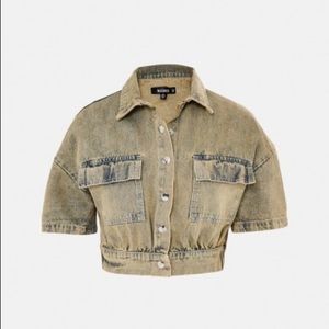 sandblasted co ord cropped denim shirt missguided